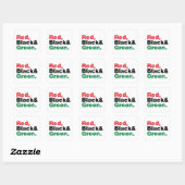 Rood, zwart en groen. vierkante sticker (Vel)