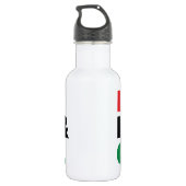 Rood, zwart en groen. waterfles  (Achterkant)