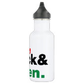 Rood, zwart en groen. waterfles  (Rechts)