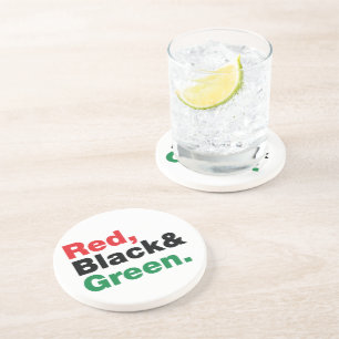 Rood, zwart en groen. zandsteen onderzetter