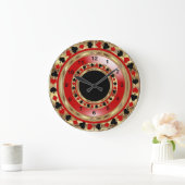 Rood, zwart en metalen goudpoeder grote klok (Huis)