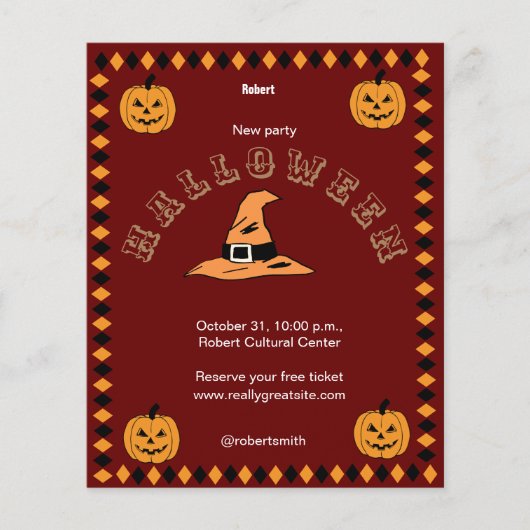 Rood Zwart en Sinaasappel Halloween Party Flyer (Voorkant)