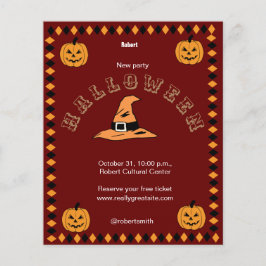 Rood Zwart en Sinaasappel Halloween Party Flyer