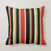 Rood, zwart en Tan Striped Sierkussen