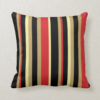 Rood, zwart en Tan Striped Sierkussen