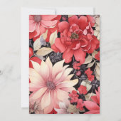 Rood, Zwart en Taupe Bloemenbruiloft Kaart (Achterkant)