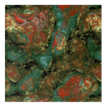 Rood, zwart en turquoise steen Abstract