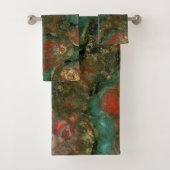 Rood, zwart en turquoise steen Abstract Bad Handdoek (Insitu)
