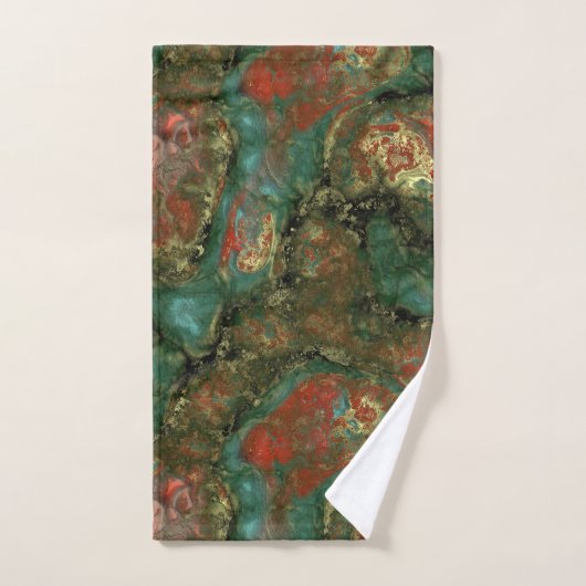Rood, zwart en turquoise steen Abstract Bad Handdoek (Handdoek)