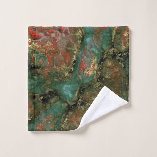 Rood, zwart en turquoise steen Abstract Bad Handdoek (Wasdoekje)