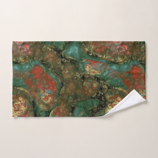Rood, zwart en turquoise steen Abstract Bad Handdoek (Handdoek)