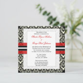 Rood, Zwart en White Damask Wedding Invitation Kaart (Staand voorkant)