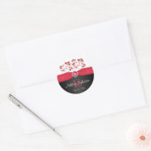 Rood, zwart en wit, 16 1,5-inch Ronde sticker (Envelop)