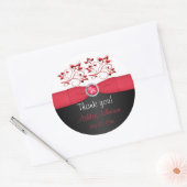 Rood, zwart en wit 3" Rond Dank u Sticker (Envelop)