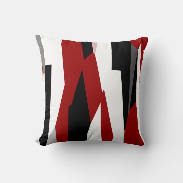 Rood zwart en wit abstract  kussen (Voorkant)