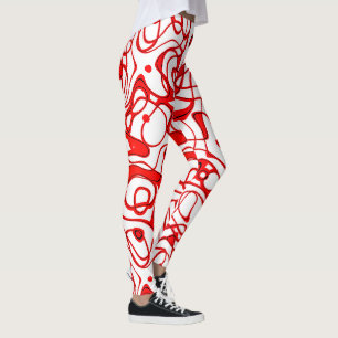 Rood, Zwart en Wit Abstract Leggings