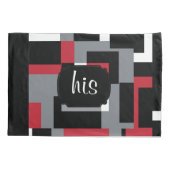 Rood, Zwart en Wit Abstract Patroon Kussensloop (Achterkant-Links)