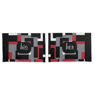 Rood, Zwart en Wit Abstract Patroon Kussensloop