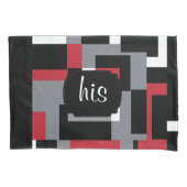 Rood, Zwart en Wit Abstract Patroon Kussensloop (Voorkant-Links)