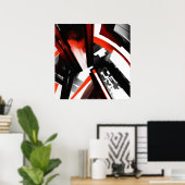 Rood Zwart en Wit Abstract Poster (Thuiskantoor)