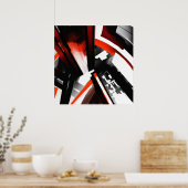 Rood Zwart en Wit Abstract Poster (Keuken)