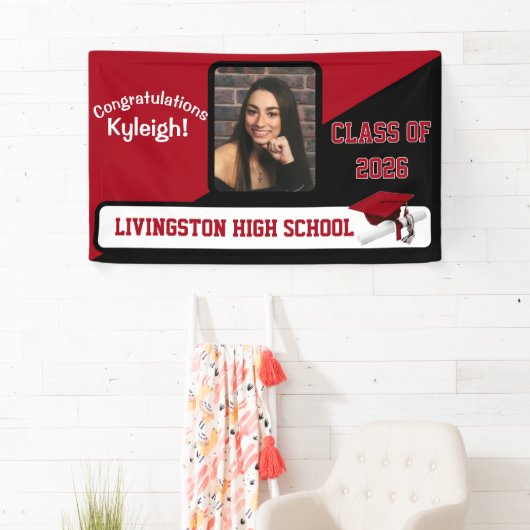 Rood, zwart en wit Afstuderen Spandoek (Insitu)