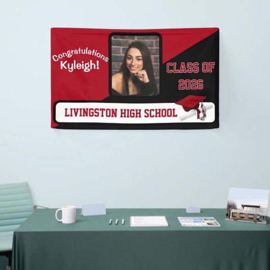 Rood, zwart en wit Afstuderen Spandoek (Beurs)