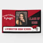 Rood, zwart en wit Afstuderen Spandoek (Horizontaal)