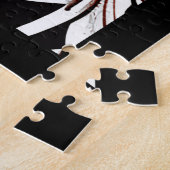 Rood Zwart en Wit Art Nouveau Bloem Legpuzzel (Zijkant)