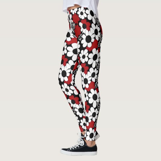 Rood, zwart en wit bloemen grillig leggings (Links)