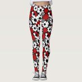 Rood, zwart en wit bloemen grillig leggings (Voorkant)