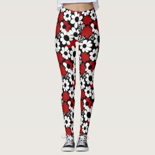 Rood, zwart en wit bloemen grillig leggings