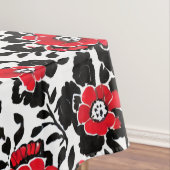 Rood, zwart en wit bloemen patroon tafelkleed (Voorbeeld)