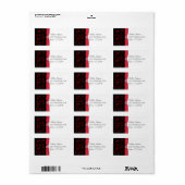 Rood, Zwart en Wit Bloemen Terugkeeradreslabel Etiket (Full Sheet)