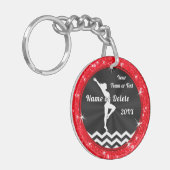 Rood, zwart en wit, Cheap, Gymnastiek Team Gifts Sleutelhanger (Voorkant Links)