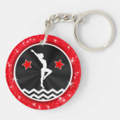 Rood, zwart en wit, Cheap, Gymnastiek Team Gifts Sleutelhanger (Achterkant)