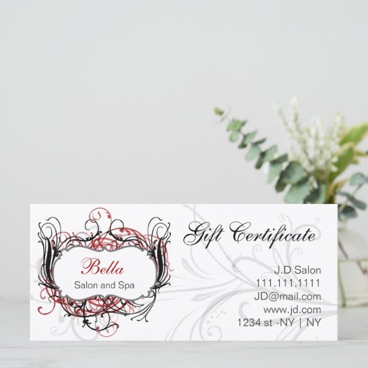 Rood, zwart en wit Chic-cadeaubonnen (Staand voorkant)