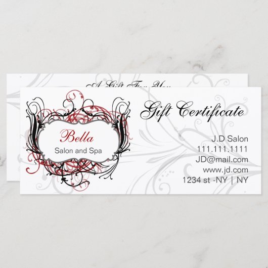 Rood, zwart en wit Chic-cadeaubonnen (Voorkant / Achterkant)