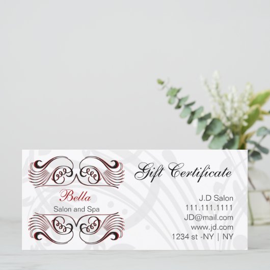 Rood, zwart en wit Chic-cadeaubonnen (Staand voorkant)