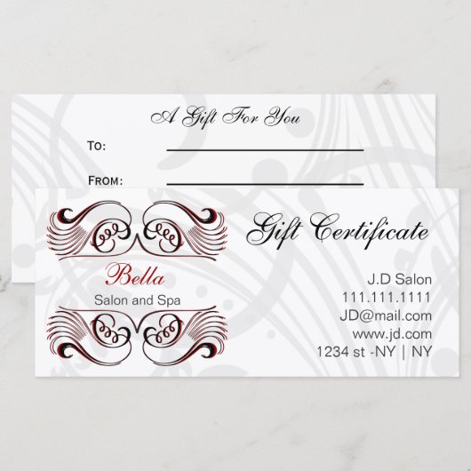 Rood, zwart en wit Chic-cadeaubonnen (Voorkant / Achterkant)