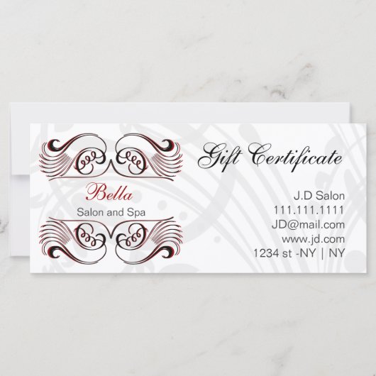 Rood, zwart en wit Chic-cadeaubonnen (Voorkant)