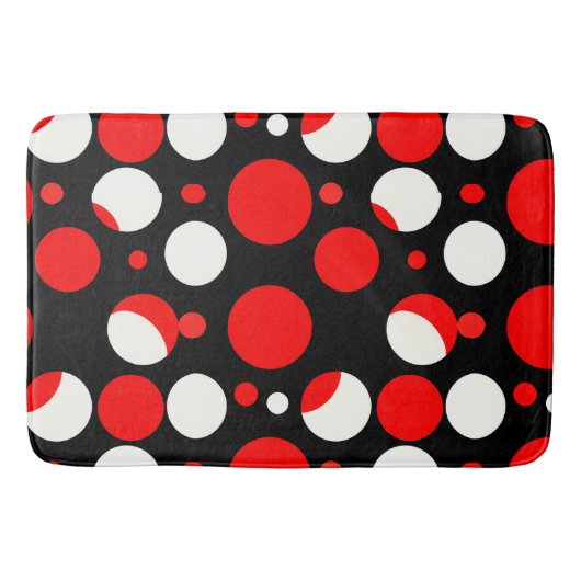 Rood Zwart en Wit Cirkelpatroon Badmat (Voorkant)