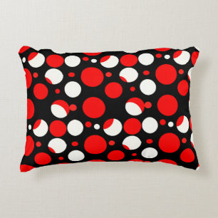 Rood Zwart en Wit Cirkels Patroon Accent Kussen
