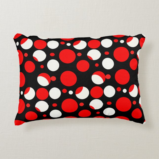 Rood Zwart en Wit Cirkels Patroon Accent Kussen (Voorkant)