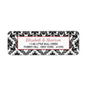  Rood, Zwart en Wit Damasgordijn Etiket (Voorkant)