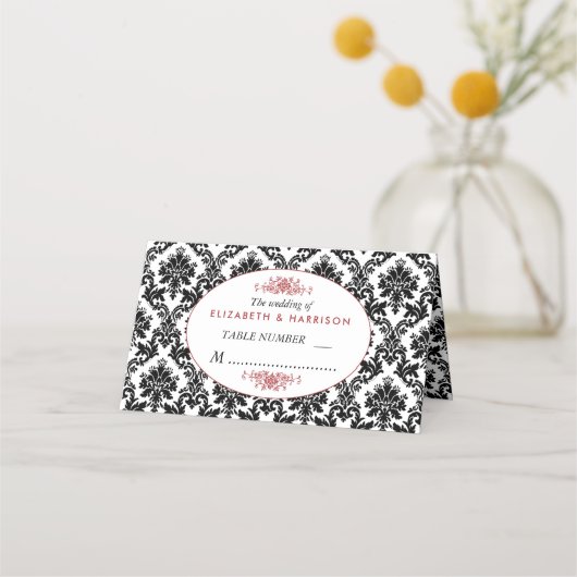  Rood, Zwart en Wit Damasgordijn Plaatskaartje (Voorkant)