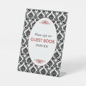  Rood, Zwart en Wit Damasgordijn Reclamebord Met Voetstuk (Voorkant)