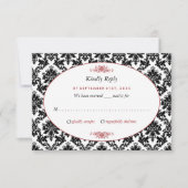  Rood, Zwart en Wit Damasgordijn RSVP Kaartje