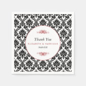 Rood, Zwart en Wit Damasgordijn Servetten (Voorkant)