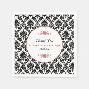  Rood, Zwart en Wit Damasgordijn Servetten